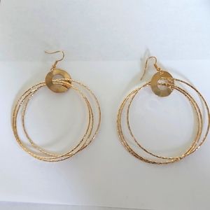 Gold plated triple hoop earings